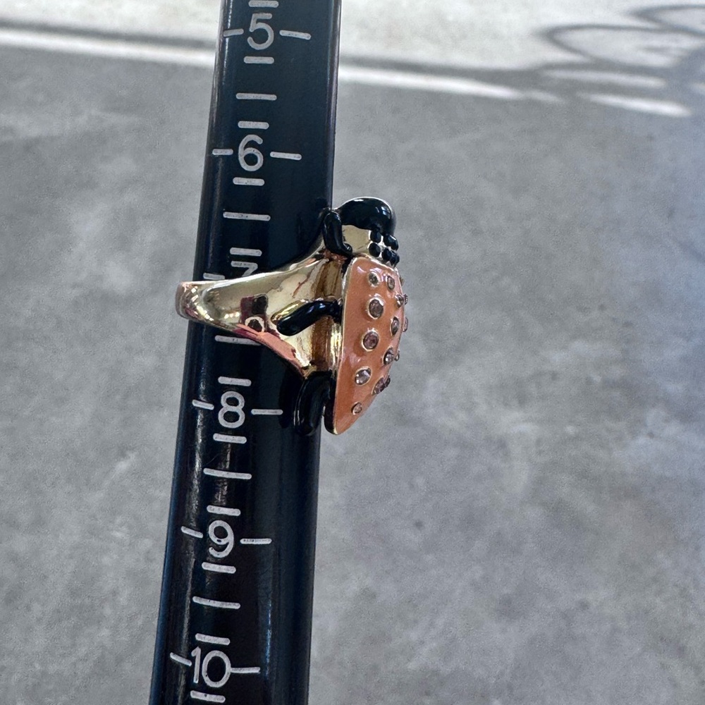 Large Orange Ladybug Beetle Statement Ring With R… - image 7